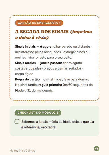 Cartão de emergência da cartilha: a escada dos sinais